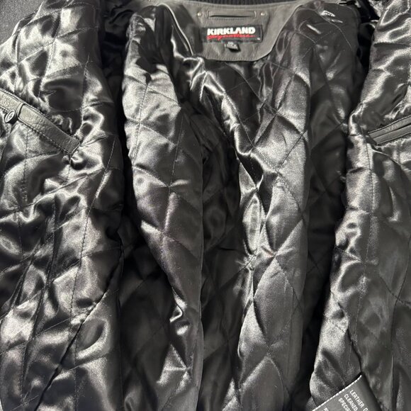 Kirkland Signature Varsity Jacket Mens 2XL Black Wool Leather Preppy CJ-1985 - Picture 8 of 12